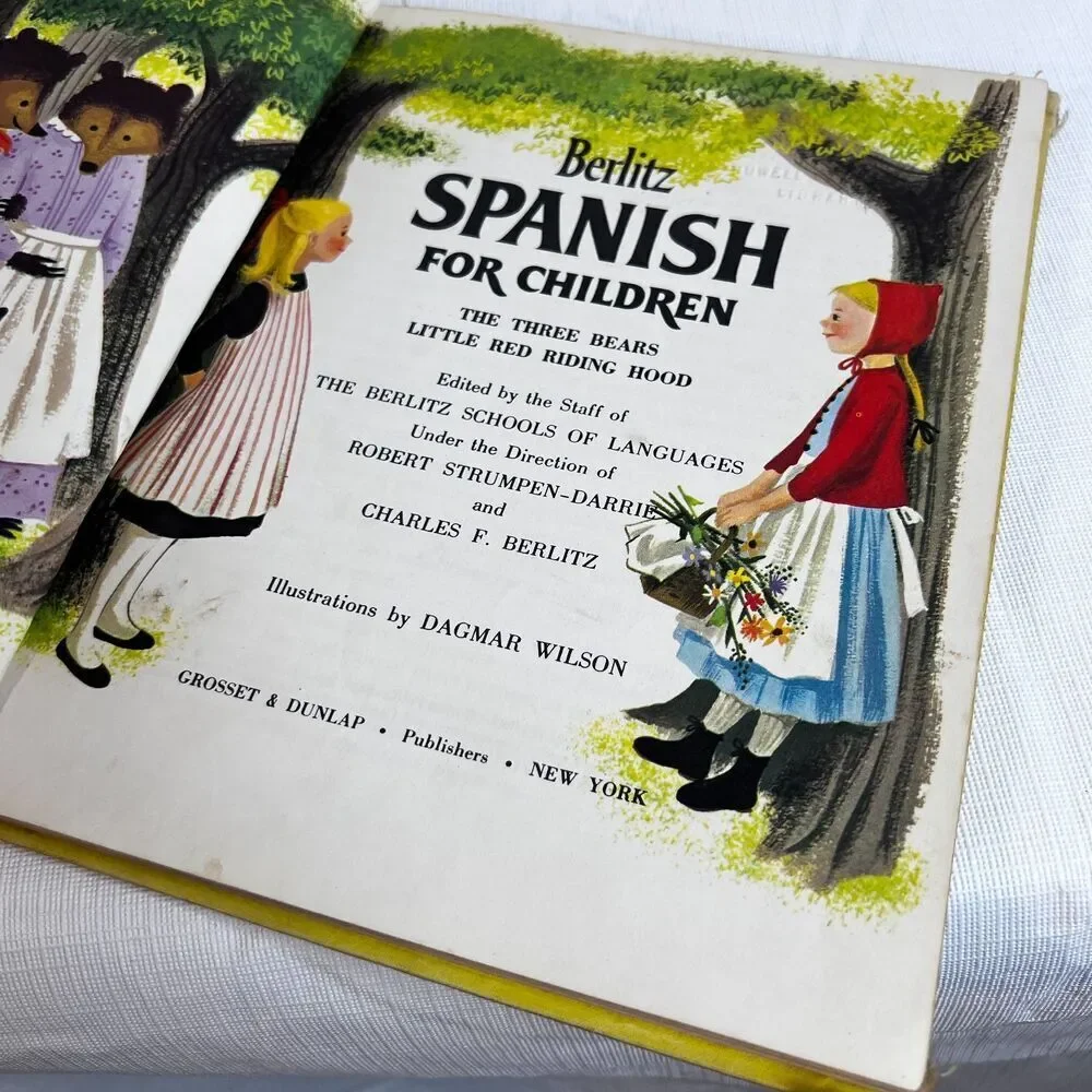 1959 BERLITZ SPANISH FOR CHILDREN Three Bears & Little Red Riding Hood Hardback - Picture 6 of 12